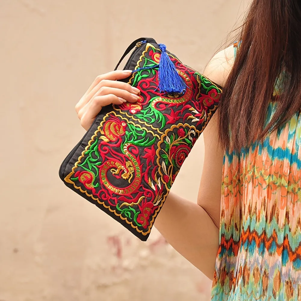 Vintage Square Purse Ethnic Phone Clutches  Embroidered Handbag