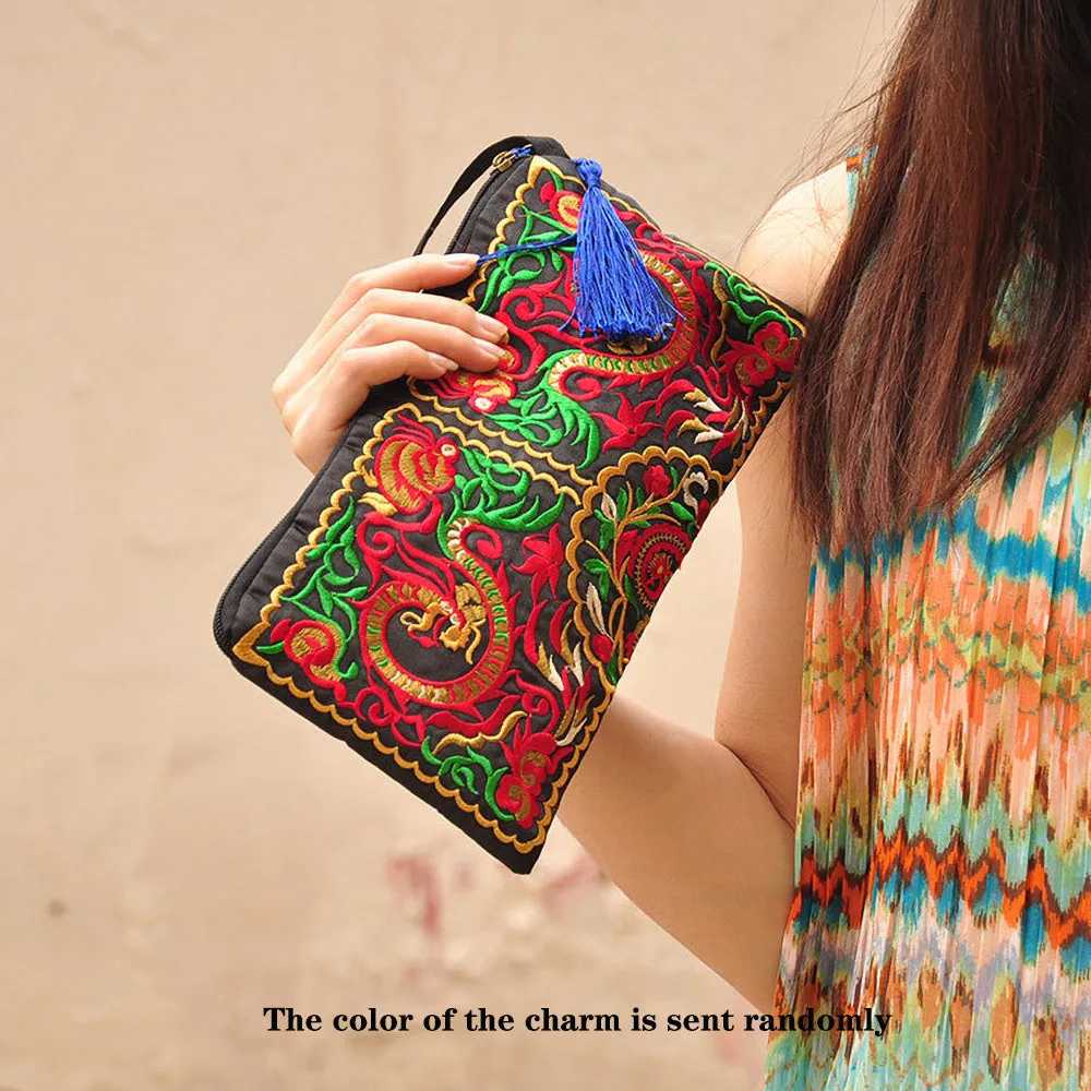 Vintage Square Purse Ethnic Phone Clutches  Embroidered Handbag