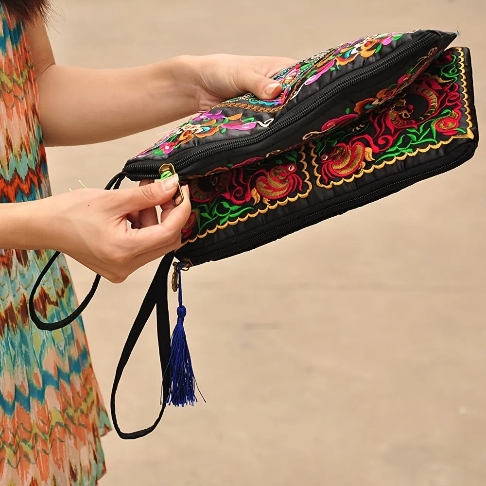 Vintage Square Purse Ethnic Phone Clutches  Embroidered Handbag