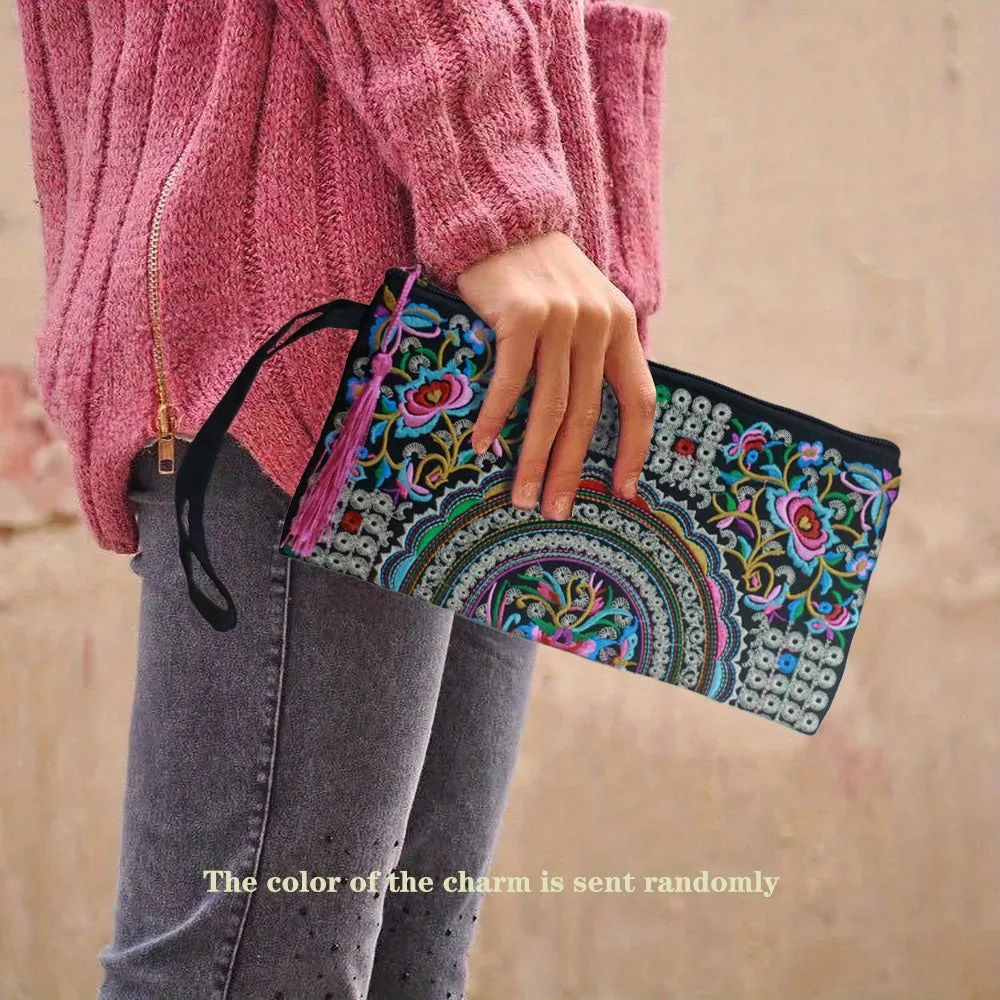 Vintage Square Purse Ethnic Phone Clutches  Embroidered Handbag