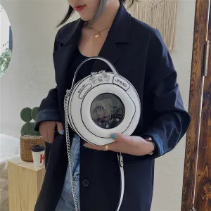 Washing Machine Shape Women Shoulder Bag Round Bag Female Handbag Small Crossbody Bags For Women2022 PU Leather Handbag